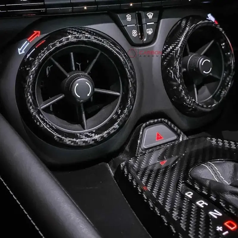 16-24 Camaro Carbon Fiber Center Console Ac Vent Covers 1