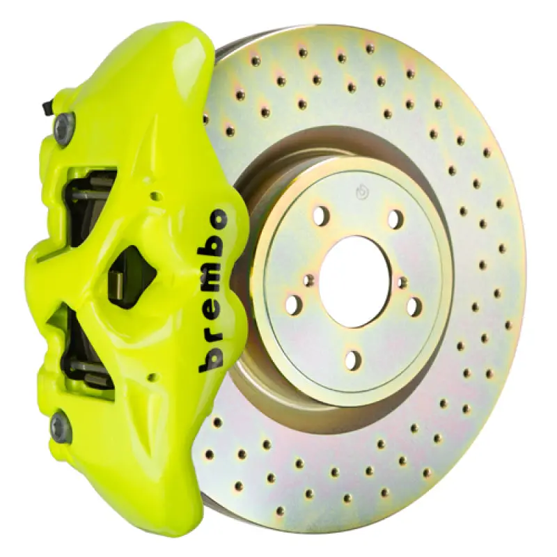 Brembo 02-07 Impreza/Wrx/08-14 Wrx Fr Gt Bbk 4 Piston Cast 326 X30 1Pc Rotor Drilled- Fluo. Yellow 1