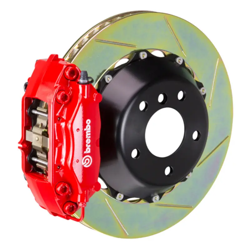Brembo 17-20 Civic Si Sedan Front Gt Bbk 4 Piston Cast 345X28 2Pc Rotor Slotted Type1-Red 1