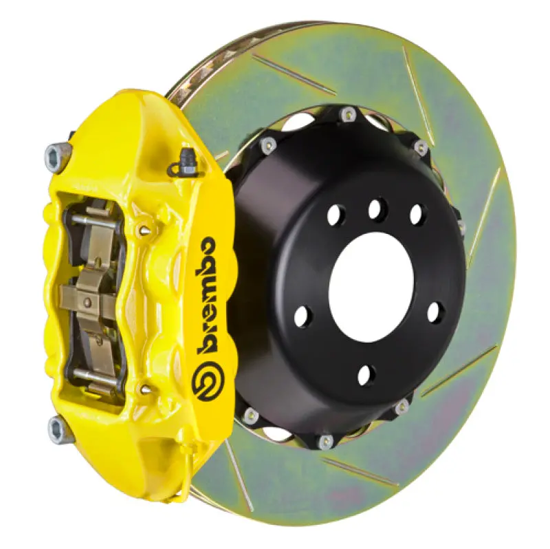 Brembo 17-20 Civic Si Sedan Front Gt Bbk 4 Piston Cast 345X28 2Pc Rotor Slotted Type1-Yellow 1