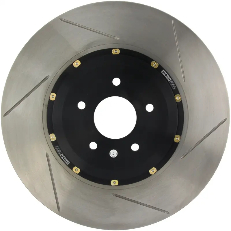 Stoptech 129.62102.35 Aerorotor Front Left – Two-Piece Drilled Rotor With Zinc-Coated Hat 1