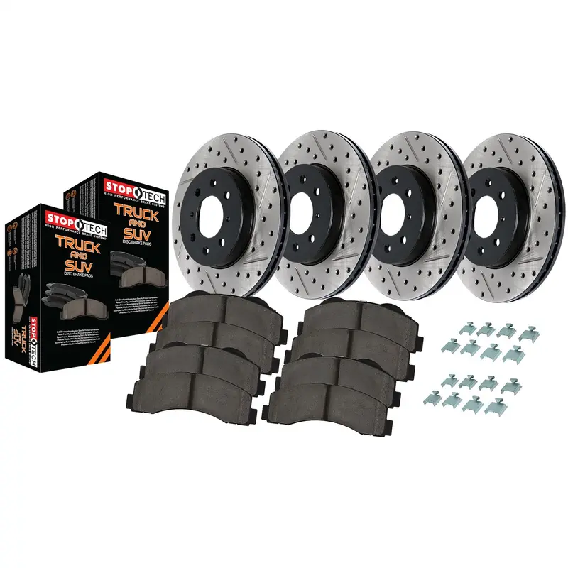 Stoptech 968.44072 Heavy-Duty Truck Brake Kit – Slotted & Drilled Rotors, 4-Wheel Set 1